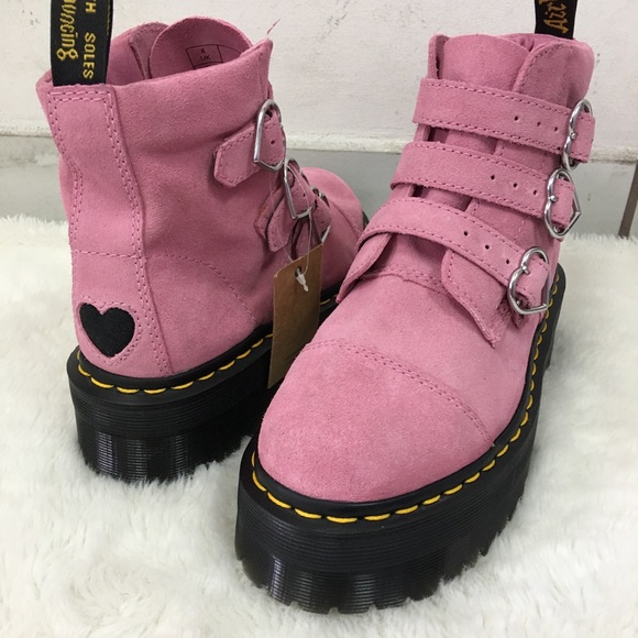 New Dr. Martens Lazy AOF Pink Platform Boots Sz 6 - Picture 2 of 16